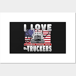 SUPPORT TRUCKERS - USA TRUCKERS FOR FREEDOM CONVOY USA FLAG - FREEDOM CONVOY 2022 -FLAG Posters and Art